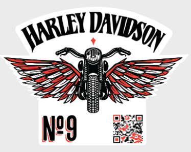Sticker Design - Custom Harley Davidson No. 9 collectible sticker with QR code