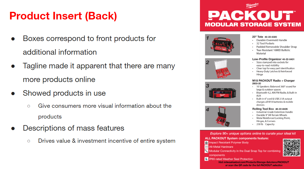Product Insert (Back) - Detailed product specs and features
